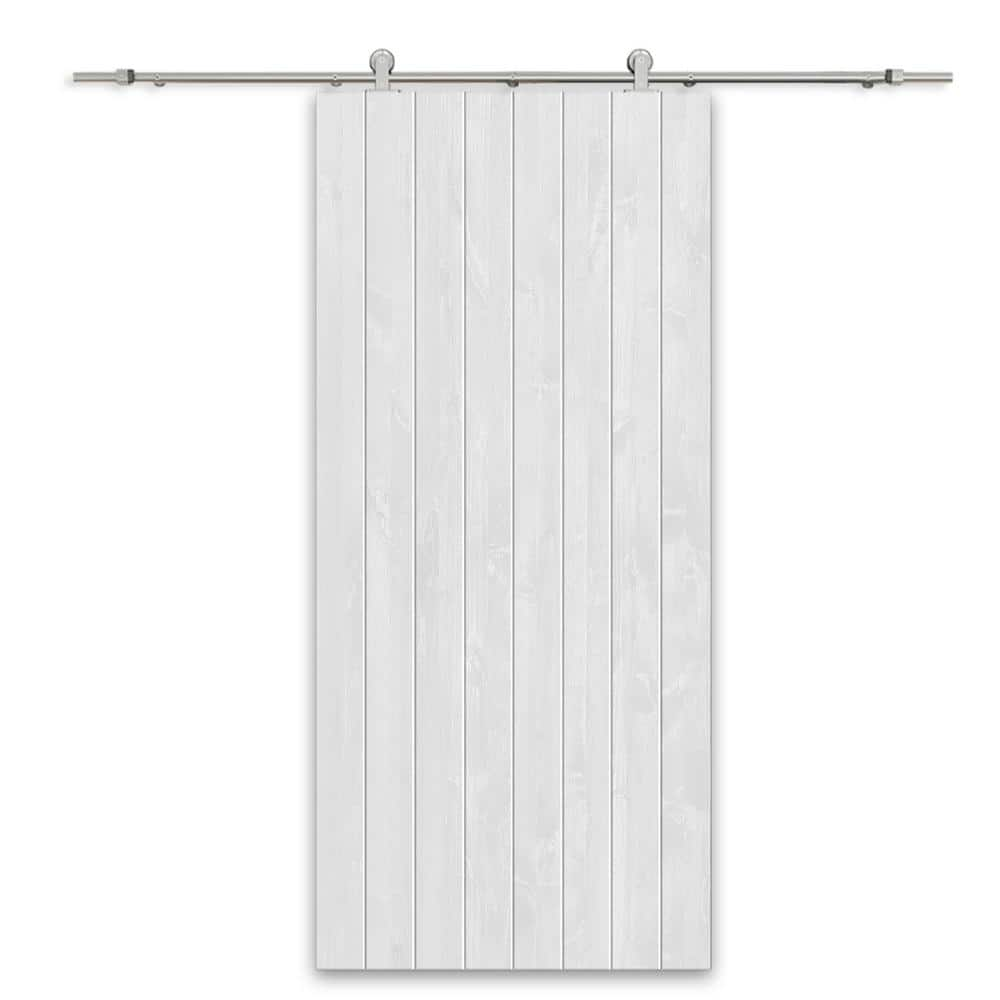 CALHOME 40 in. x 80 in. White Stained Solid Wood Modern Interior ...