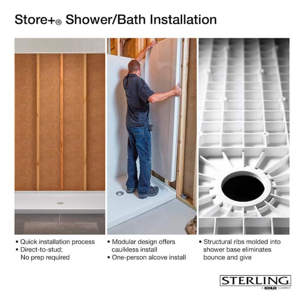 STERLING - Ensemble 60 x 30 Alcove Shower Pan Base with Left Drain in White