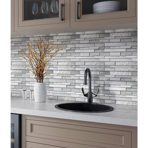 White and Silver 11.8 in. x 11.8 in. Polished and Textured Glass and Stone Mosaic Tile (4.83 Sq. ft./Case)
