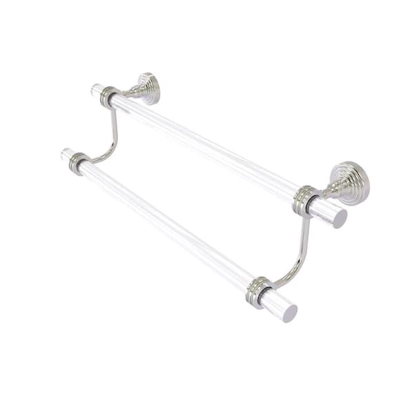 Allied Brass Pacific Grove Collection 24 in. Wall Mounted Double Towel Bar with Dotted Accents in Satin Nickel