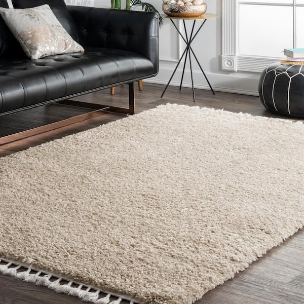 Casual Plush Shag Neva Beige 10 ft. x 14 ft. Area Rug