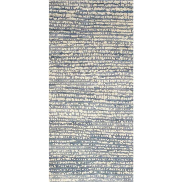 Shepherd Hand Knotted Wool Pewter Blue 3 ft. x 8 ft. Indoor Runner Rug