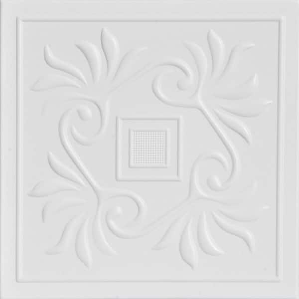 A La Maison Ceilings Cockatoos White Heron 1.6 ft. x 1.6 ft. Decorative Foam Glue Up Ceiling Tile (21.6 sq. ft./Case)
