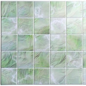 3D Falkirk Retro 10/1000 in. x 38 in. x 19 in. All Shades of Green Faux Pearl Squares PVC Wall Panel