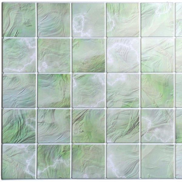3D Falkirk Retro 10/1000 in. x 38 in. x 19 in. All Shades of Green Faux Pearl Squares PVC Wall Panel