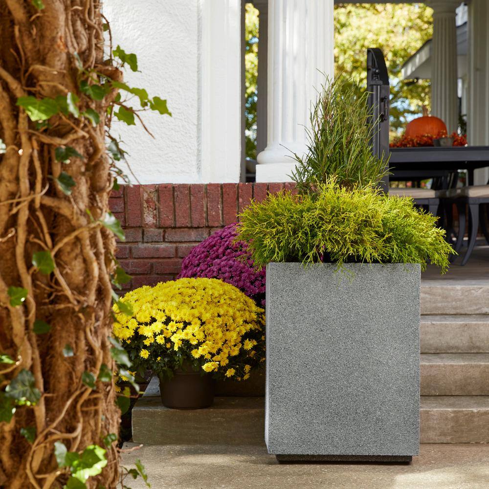 Black Tall Modern Composite Outdoor Planter, 18" x 23" x 30"
