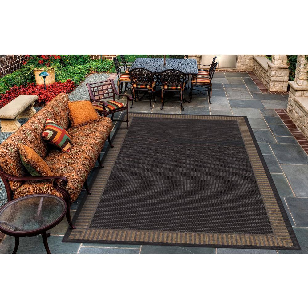 Recife Black and Cocoa Rectangular Polypropylene Indoor/Outdoor Rug