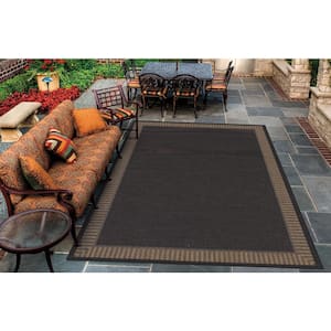 Recife Wicker Stitch Black-Cocoa 8 ft. x 8 ft. Square Indoor/Outdoor Area Rug