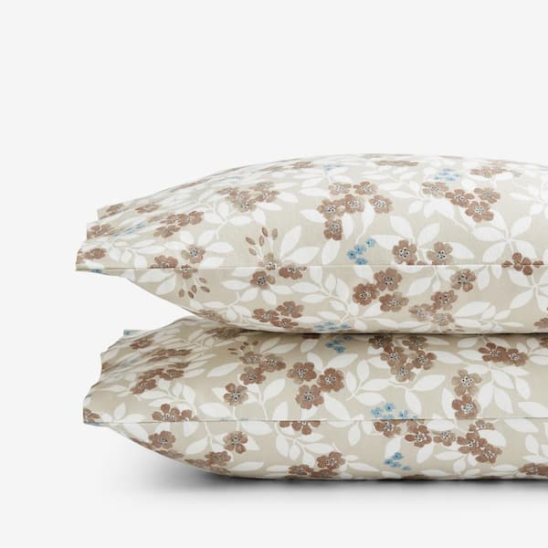 The Company Store Company Cotton White Multi Vintage Flower Velvet Flannel Standard Pillowcase (Set of 2)