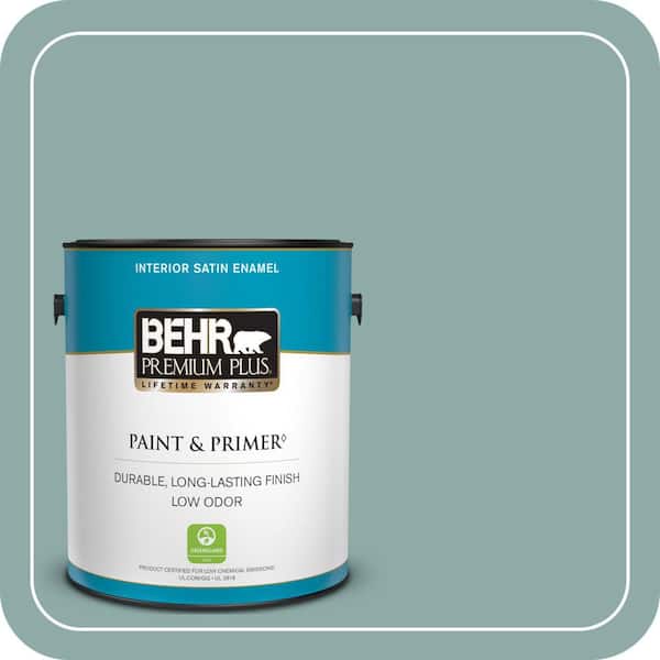 BEHR PREMIUM PLUS 1 gal. Home Decorators Collection #HDC-CL-25 Oceanus Satin Enamel Low Odor Interior Paint & Primer