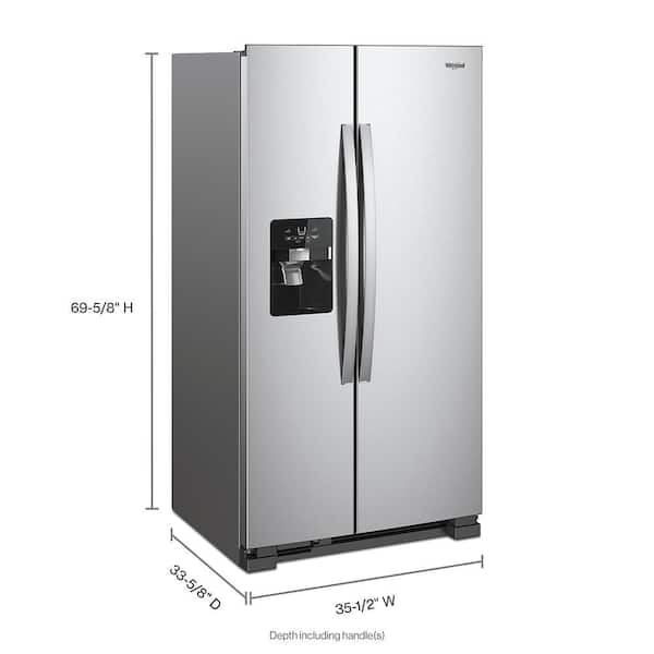 Whirlpool 24.6 cu. ft. Side by Side Refrigerator in Fingerprint Resistant  Stainless Steel WRS325SDHZ - The Home Depot