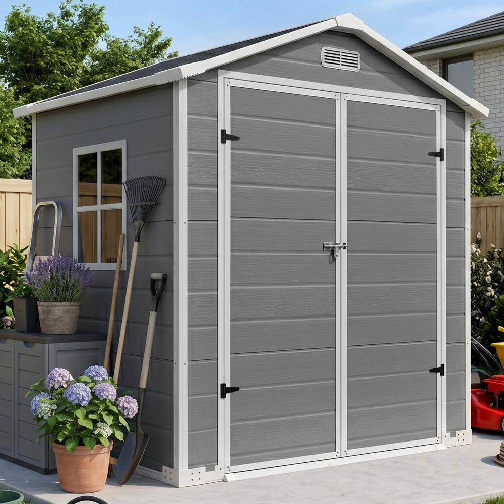 SHADOWS DIG Tee XL グレー × ホワイト 2点セット ToolCat 6x4ft Plastic Outdoor Storage Shed with Lockable Door