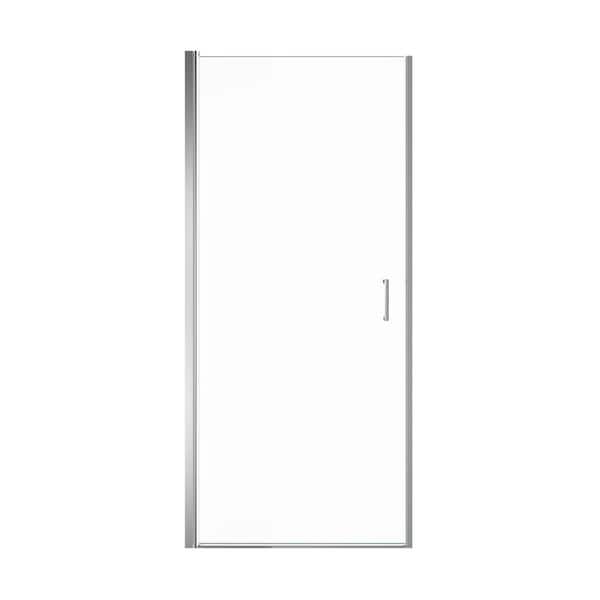 Chrome 24in W x 72in H Semi-Frameless Shower Door With 1/4in Thick
