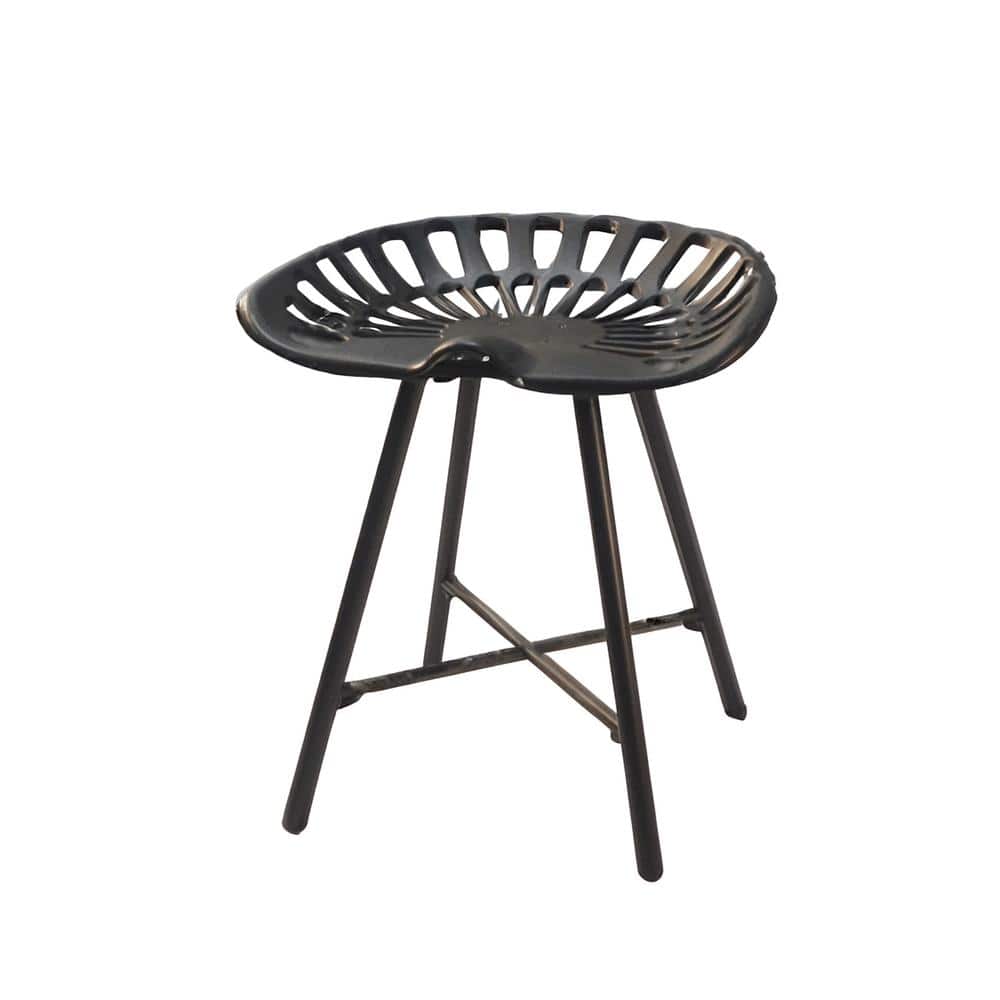 Jace Black Cast Iron Tractor Seat Fireside Bench