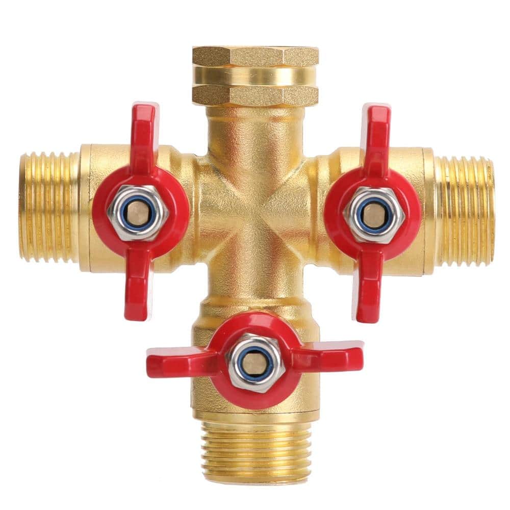 3-Way Solid Brass Garden Hose Splitter with Full Flow 3/4 in. GHT Connectors and Stainless Steel Long Handles price history on PriceWatchPro