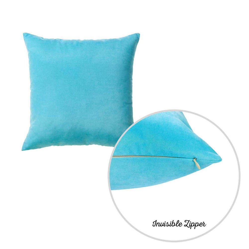 Sky Blue Polyester Euro Square Pillow Covers Set of 4