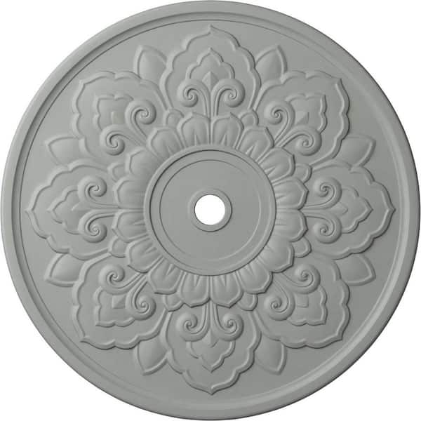 Ekena Millwork 50-1/8" x 3-5/8" ID x 1-3/4" Lorry Urethane Ceiling Medallion (Fits Canopies up to 14-1/8"), Primed White