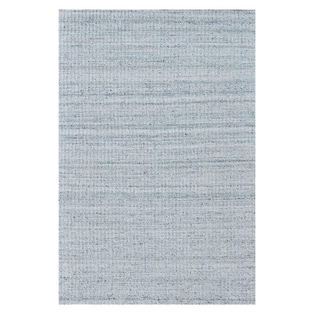 Sky Blue Geometric Hand-Woven Synthetic Area Rug