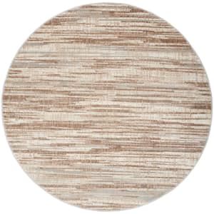 Elation Ivory Grey 5 ft. x 5 ft. All-over design Contemporary Round Area Rug