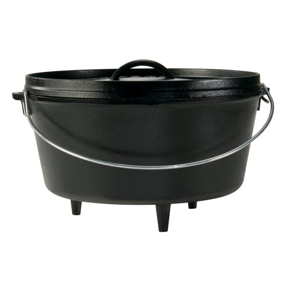 Lodge 6-Quart Cast Iron Camp Dutch Oven, Black