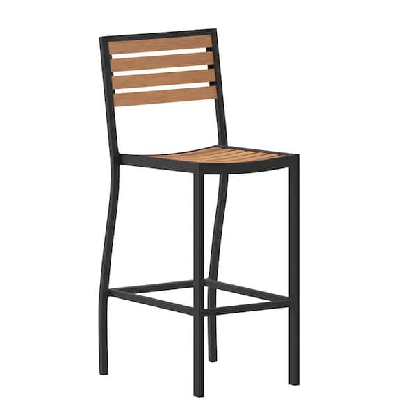 Carnegy Avenue Teak Aluminum Outdoor Bar Stool
