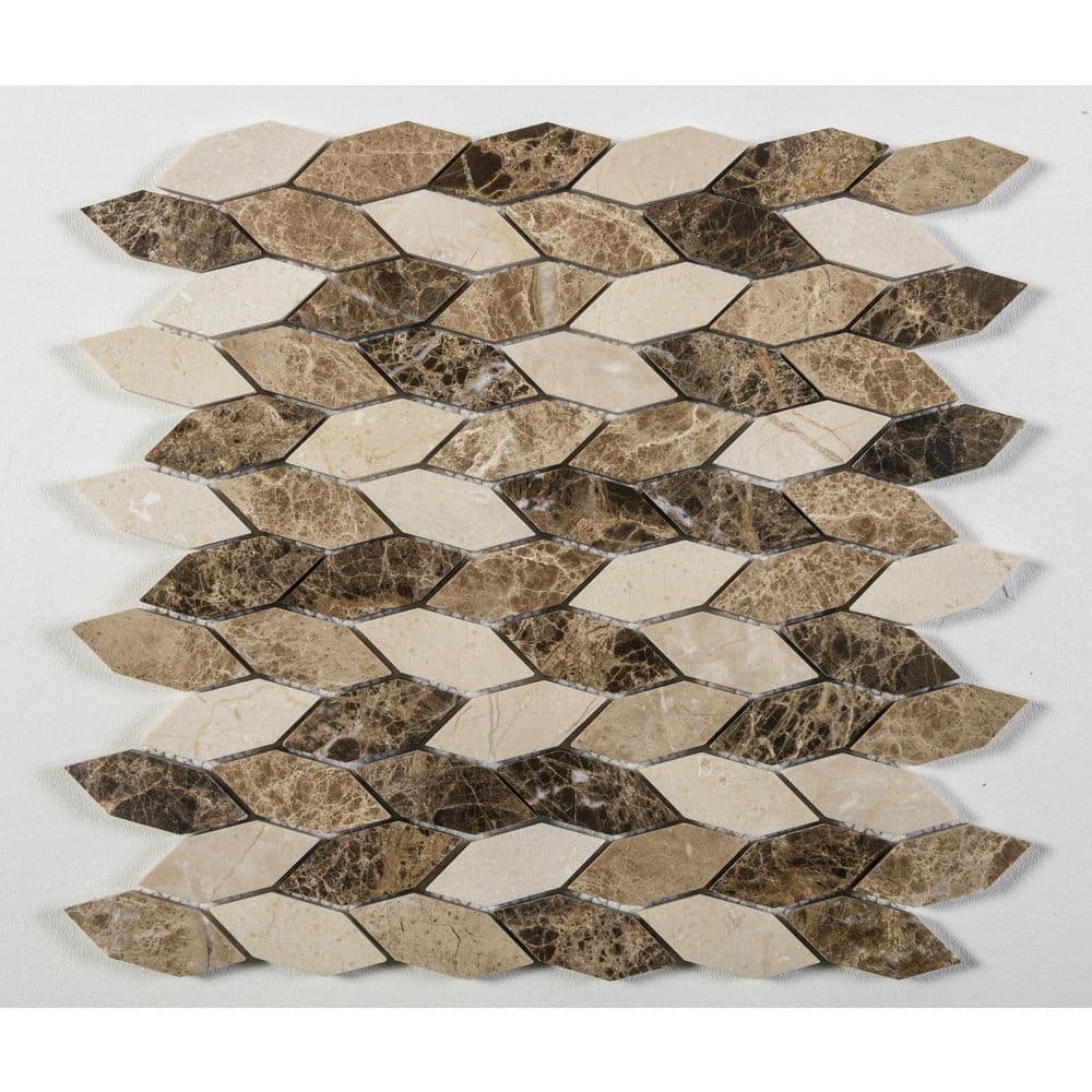 Montage Brown Matte Geometric Natural Stone Mosaic Tile