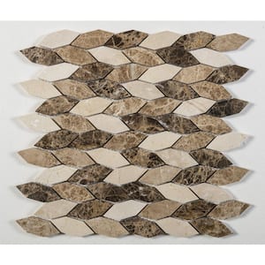 Channing Montage Elongated Hex Brown/Tan 4.5 in. x 8.25 in. Natural Stone Mosaic Wall Tile Sample