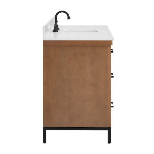 Loren 48 in. Single Sink Freestanding Gunny Bath Vanity with Pure White Engineer Stone Top