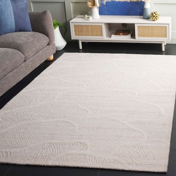 Pine 8 ft. x 10 ft. Beige/Ivory Abstract Waves Area Rug