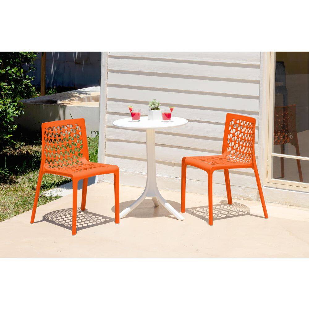 Milan 36" Orange Polypropylene Armless Dining Chair Set
