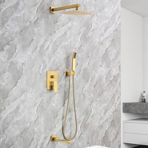 Single Handle 3 -Spray Patterns Shower Faucet 2.5 GPM with Pressure Balance Anti Scald in Brushed Gold