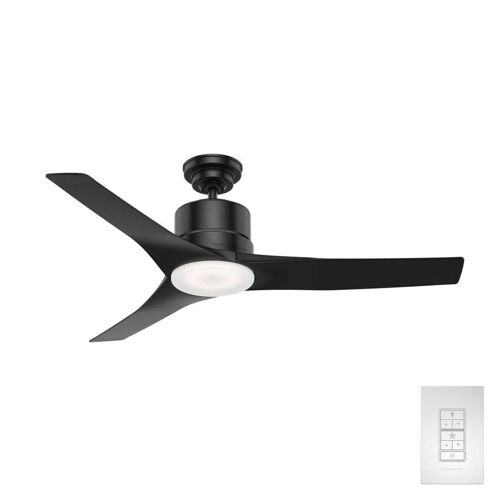 Hunter Piston 52 in. Integrated LED Indoor/Outdoor Matte Black Ceiling