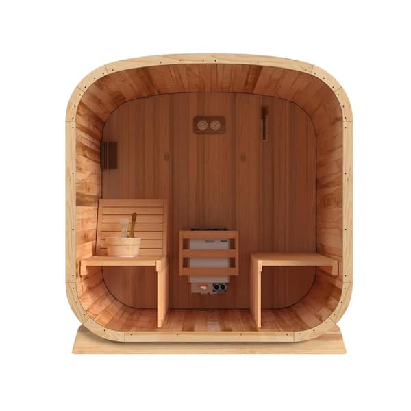 ALEKO Rustic Series 4-Person Outdoor Cedar Square Sauna with 4.5
