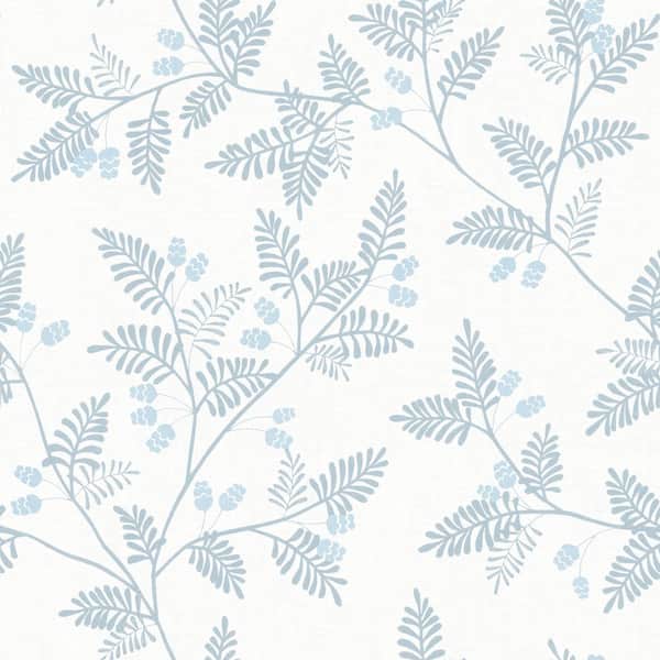 A-Street Prints Ardell Botanical Blue Matte Paper Wallpaper Sample