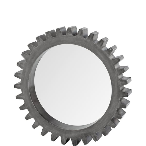 Medium Light Grey 26.0 in. W x 26.0 in. H Contemporary Irregular Wood Framed Mirror