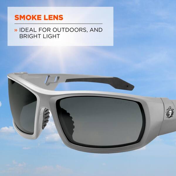 Ergodyne Skullerz Odin Matte Grey Frame Smoke Lens Safety Glasses ODIN -  The Home Depot