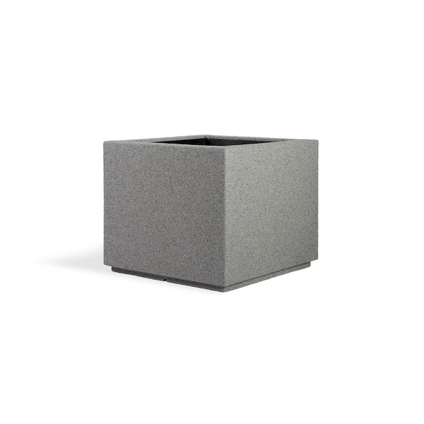 PolyStone Planters Monterrey Square 23 in. x 23 in. Gray Granite Composite Window Boxes & Troughs