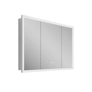 48 in. W x 32 in. H Rectangular Black LED Light Anti-fog Aluminum Medicine Cabinet with Mirror