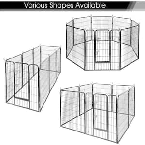 32 in. H Dog Pens Foldable 24-Panels Heavy-Duty Metal Portable Dog Playpen Anti-Rust Exercise Dog Fence with Doors