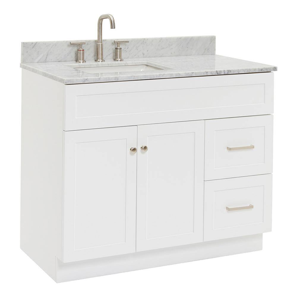 White Carrara Marble Top Single Basin Vanity Set