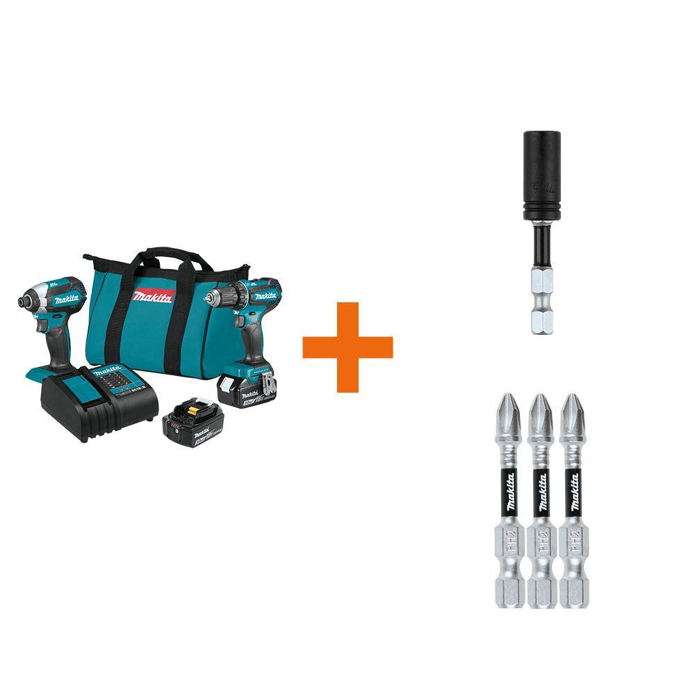 Makita 18V LXT Brushless 2-piece Combo Kit with ImpactXPS Insert Bit Holder and ImpactXPS 2 in. Power Bit (3-Pack) XT281SE773E1351 Sansujyuku sansujyuku.com