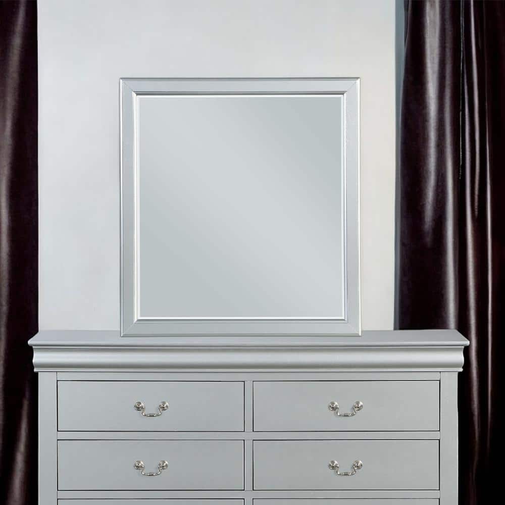 Elegant Platinum Finish Louis Philippe III Full-Length Dresser Mirror