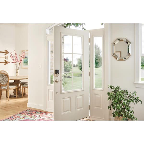 Schlage - Camelot Satin Nickel Electronic Encode Smart WiFi Deadbolt with Alarm