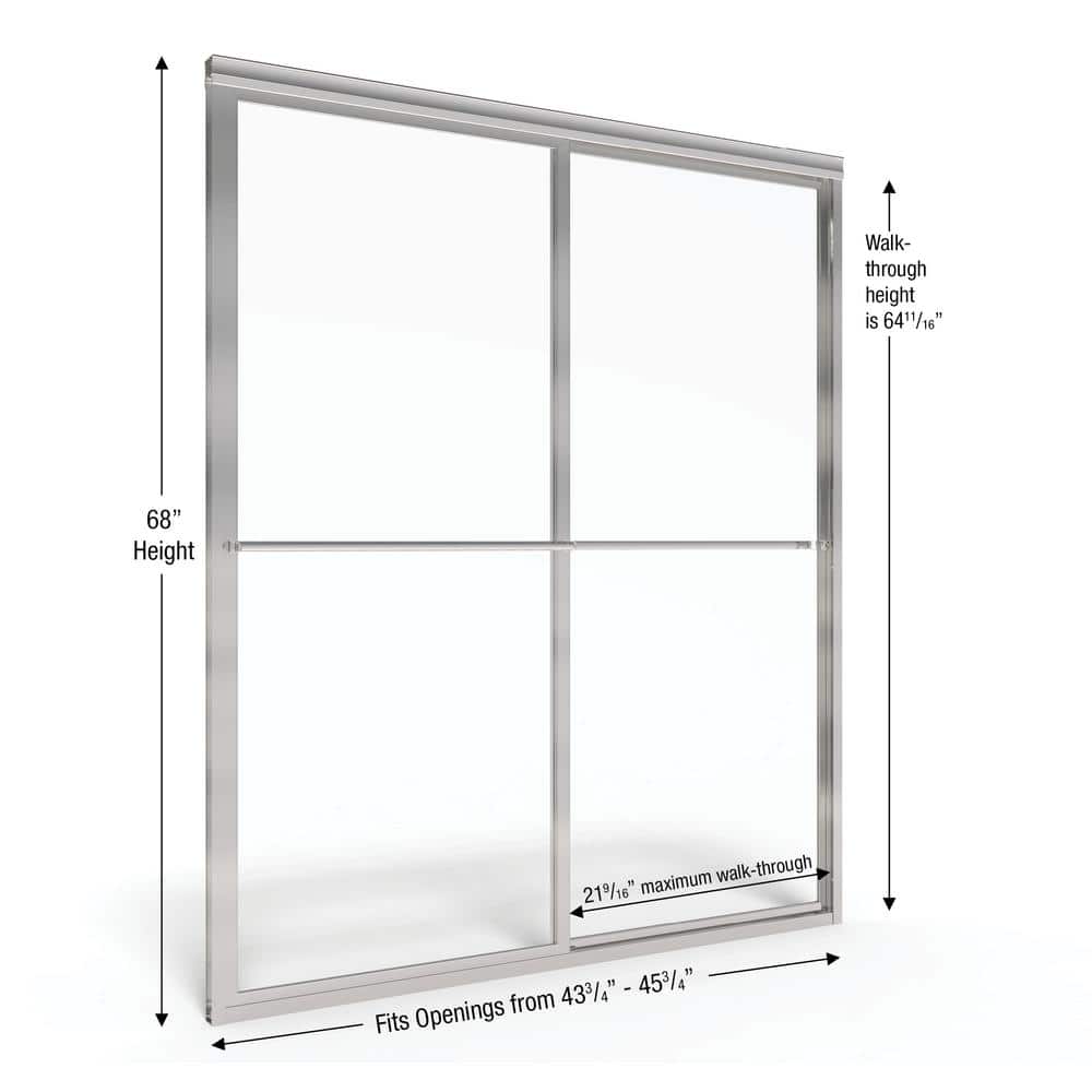 Deluxe 71.5" High x 47" Wide Chrome Framed Sliding Shower Door