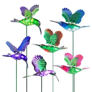 WindyWings Hummingbird Assortment 1.28 ft. Multi-Color Plastic Plant Stakes (6-Pack)