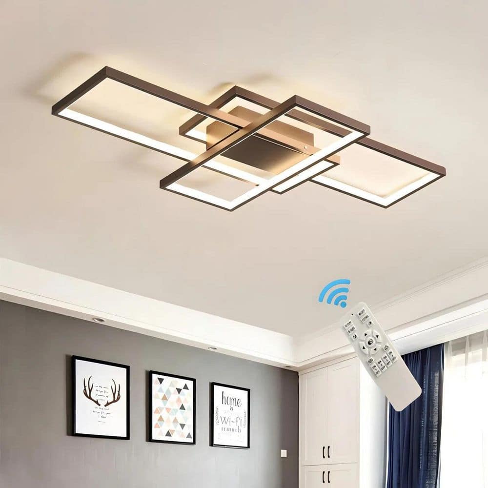 35.4 in. 50-Watt Modern Coffee Rectangle Dimmable Integrated LED Flush Mount with Acrylic Shade and Remote Included price history on PriceWatchPro