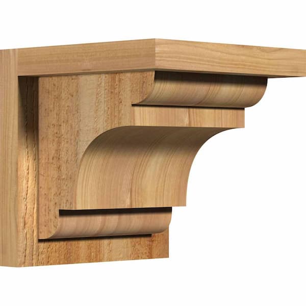 Ekena Millwork 8 in. x 8 in. x 8 in. Western Red Cedar New Brighton Rough Sawn Corbel with Backplate