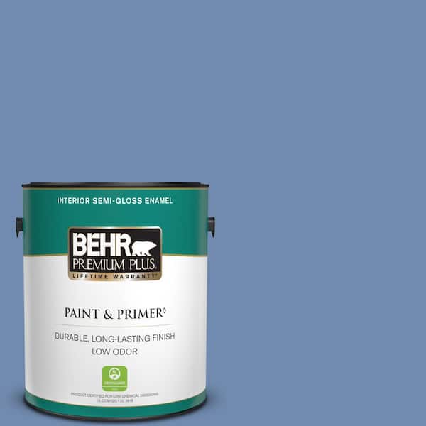 BEHR PREMIUM PLUS 1 gal. #590D-5 Windsurf Blue Semi-Gloss Enamel Low Odor Interior Paint & Primer