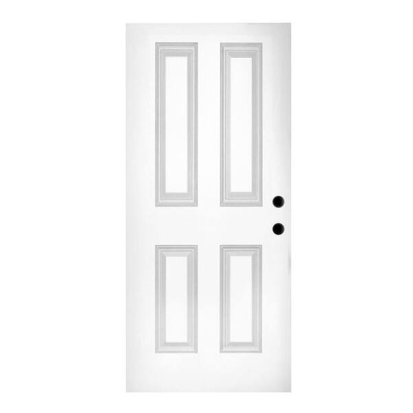 Steves & Sons 32 in. x 79 in. Premium White 4-Panel Primed Steel Front Door Slab