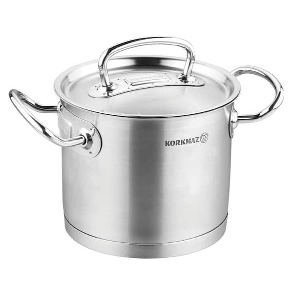 Korkmaz Proline Professional Series 9 l Stainless Steel Extra Deep Casserole with Lid in Silver